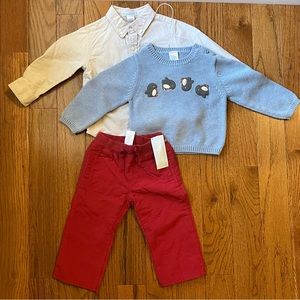 Adorable set w blue penguin sweater